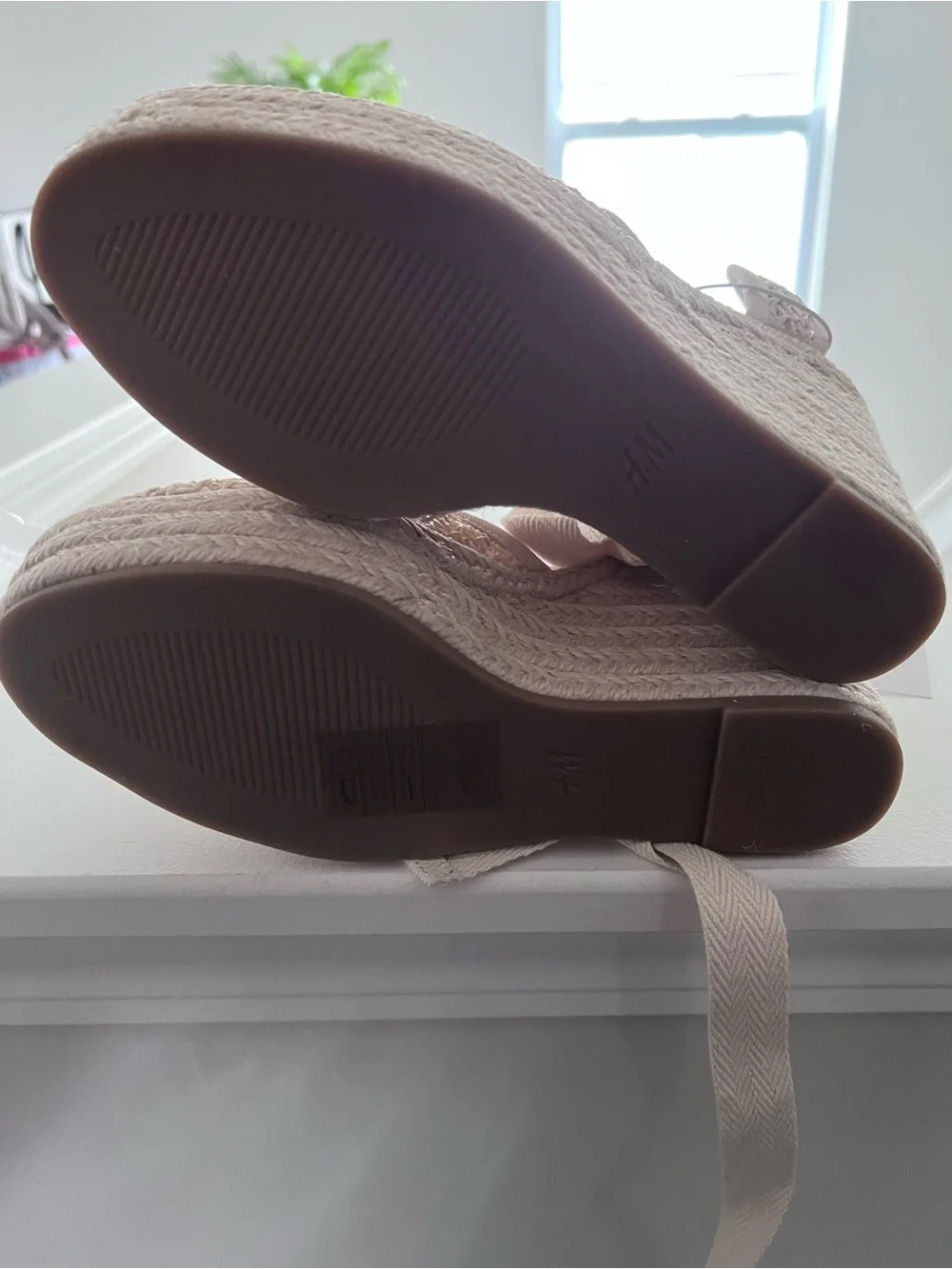 Cream Espadrille Wedge Sandals with Ankle Tie